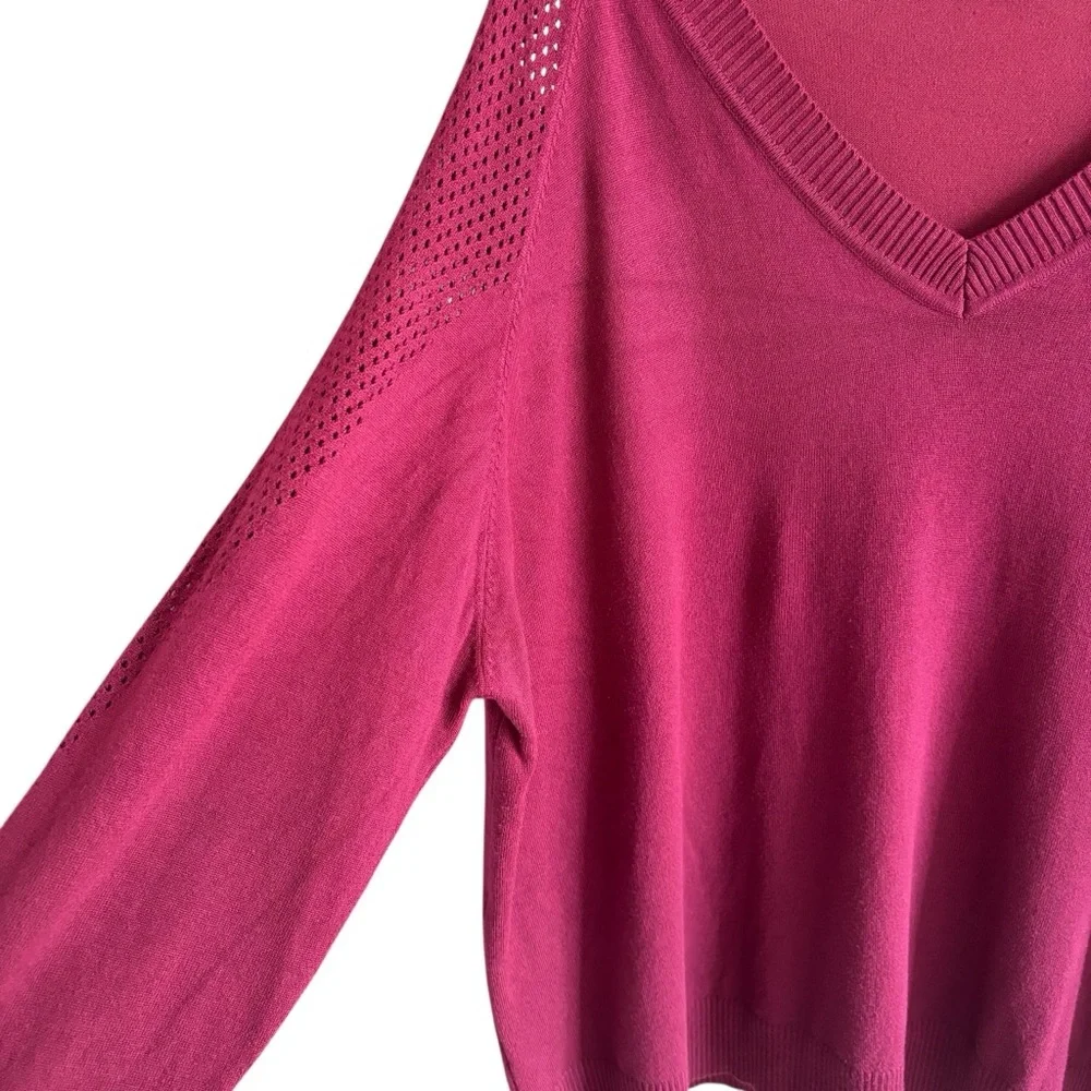 BloomChic Fishnet Knit Sweater 22-24 Long Sleeve V-Neck Pullover Casual